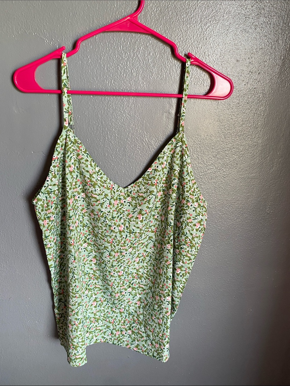 Green Floral Spaghetti Strap Cami Top - Brand N/A